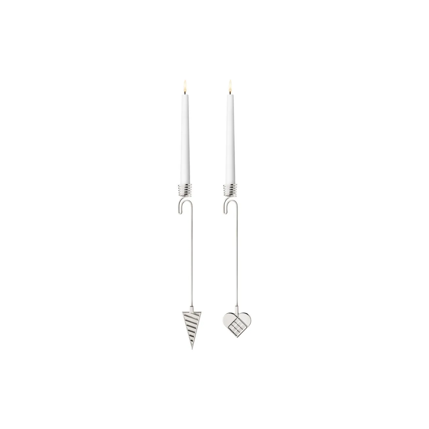Georg Jensen 2025 Lysholder Sæt Hjerte & Kræmmerhus, sølv> Pynt