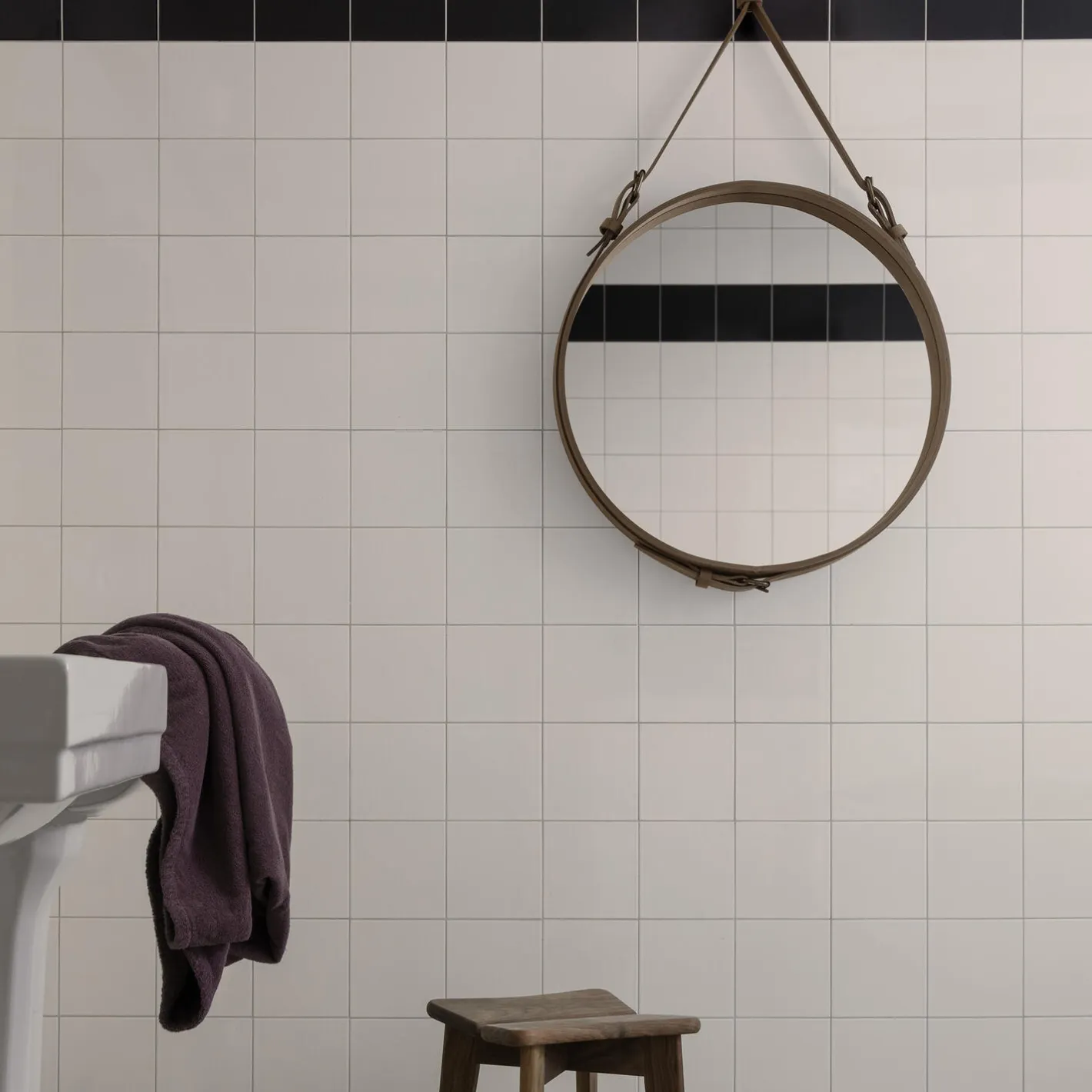 Best GUBI Adnet Circular Wall Mirror, tan