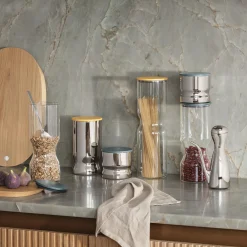 Georg Jensen ALFREDO opbevaringsdåse mini 0,5 L, rustfrit stål/grøn> Køkkenopbevaring