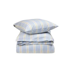 Lexington Beige/Blue Checked Cotton Poplin Bed Set, beige/white/blue> Sengetøj