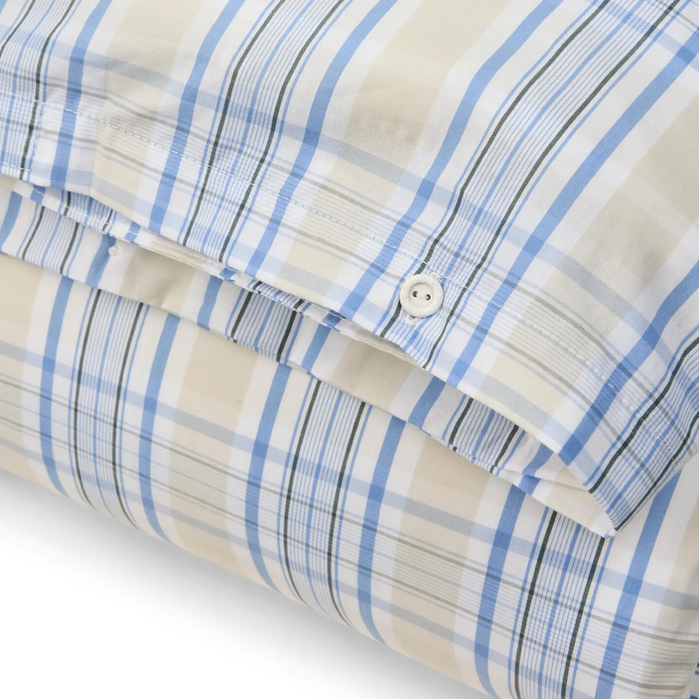 Lexington Beige/Blue Checked Cotton Poplin Bed Set, beige/white/blue> Sengetøj