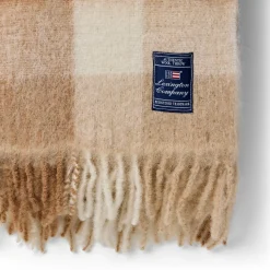 Lexington Checked Mohair Mix Throw, beige/white><noscript><img width=