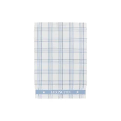 Lexington Checked Organic Cotton Terry Kitchen Towel, white/blue> Køkkentekstiler
