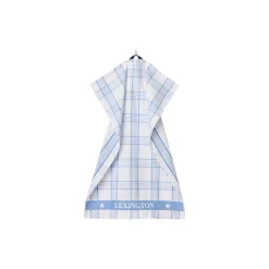 Lexington Checked Organic Cotton Terry Kitchen Towel, white/blue><noscript><img width=