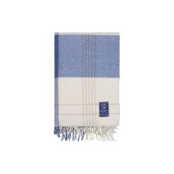 Lexington Checked Recycled Wool Throw, misty blue/beige/white> Plaider