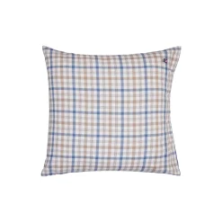 Lexington Cotton Flannel Pillowcase, misty blue/beige/white> Sengetøj