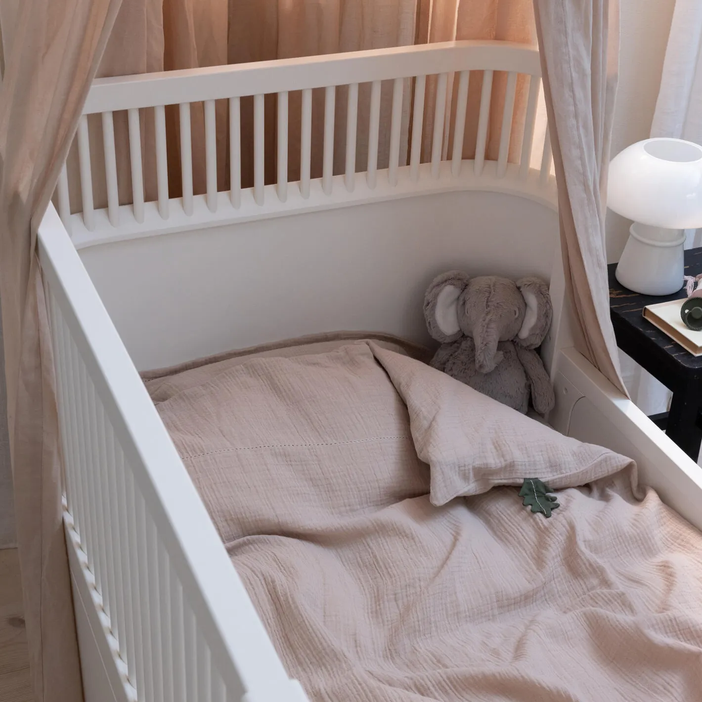 Sebra 2-delt musselin babysengetøj, seabreeze beige>Børn Soveudstyr|Sengetøj