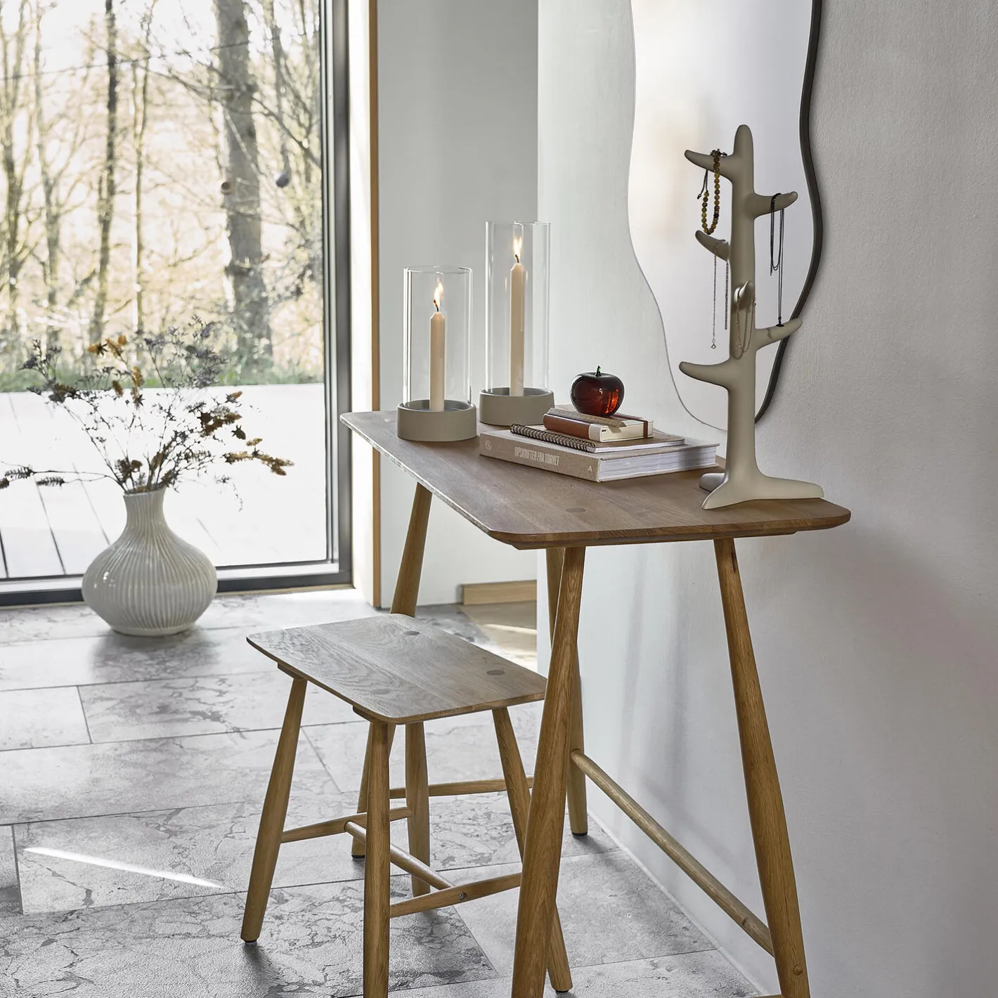 Villa Collection Eik vase L, creme> Vaser