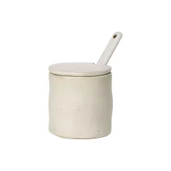 Ferm Living Flow Krukke med ske, off white> Småopbevaring