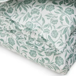 Lexington Flowers Cotton Sateen Bed Set, white/eucalyptus><noscript><img width=