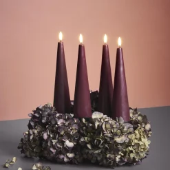 Clearance Uyuni Lighting Giftbox w. spike, remote, LED cone candle 4-pack, wine red