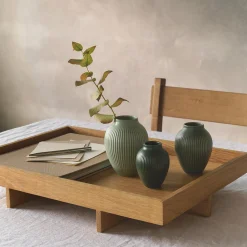 New Knabstrup Keramik Knabstrup mini vase ripple 3 Stk., green mat misty green,/celadon green/dark green