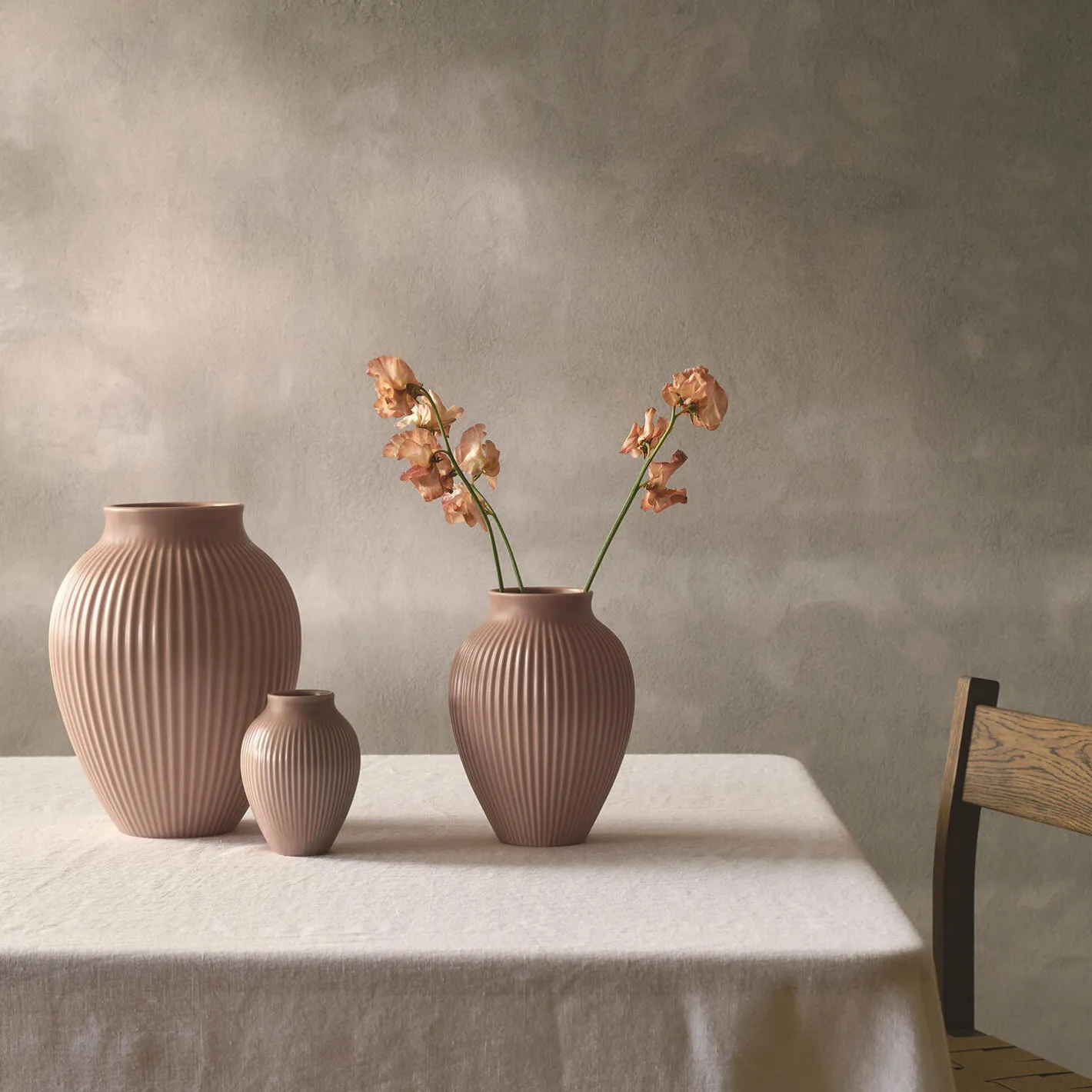Outlet Knabstrup Keramik Knabstrup vase ripple, mat dusty rose