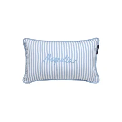 New Lexington Organic Cotton Oxford Striped Cushion Cover, blue/white