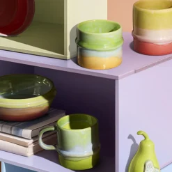 Discount Kähler Poppery krus, yellow/apple green/pink
