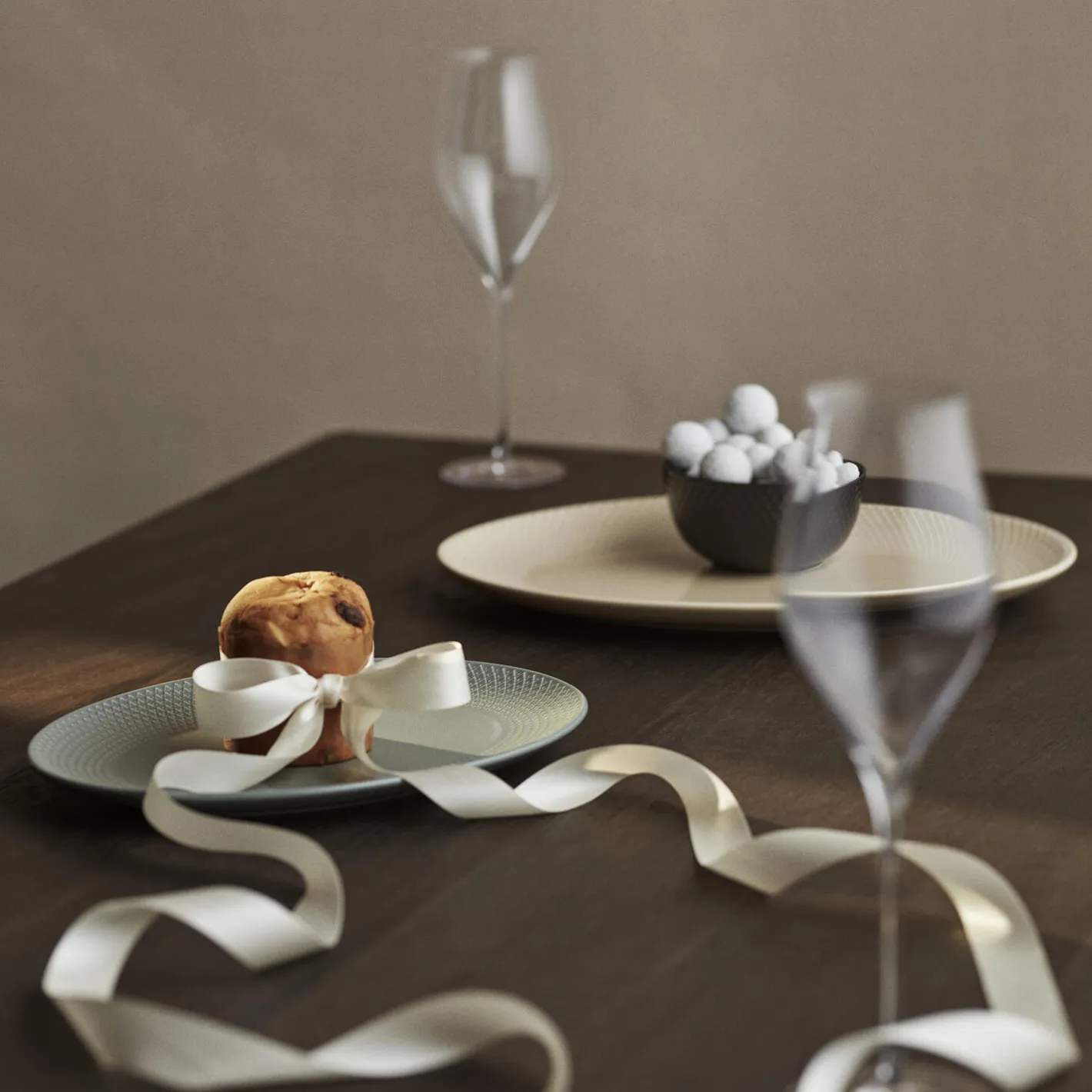 Clearance Lyngby Porcelæn Rhombe Earth Ovalt serveringsfad, marble