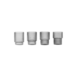 Best Ferm Living Ripple Small Glasses 4 pcs, smoked grey