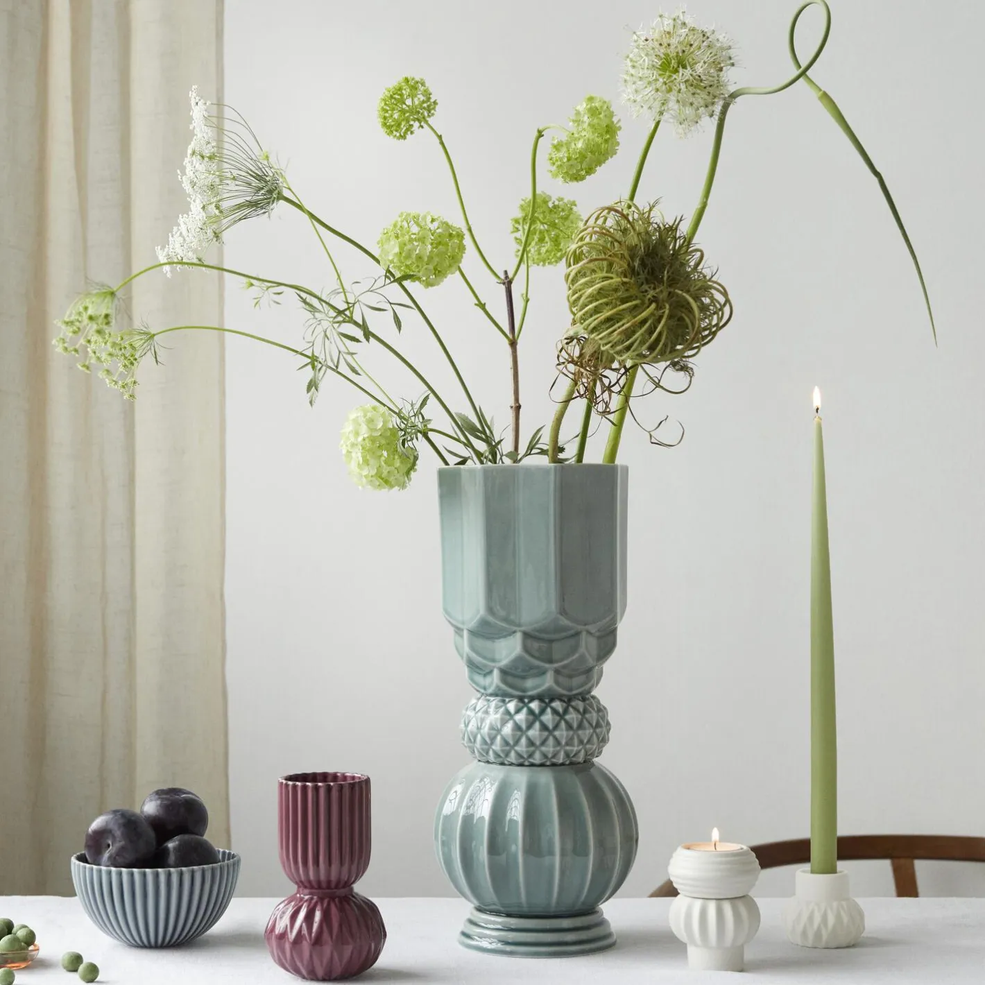 New Dottir Nordic Design Samsurium Towerbell vase, peacock