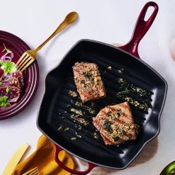 Discount Le Creuset Signature Kvadratisk grillpande, garnet