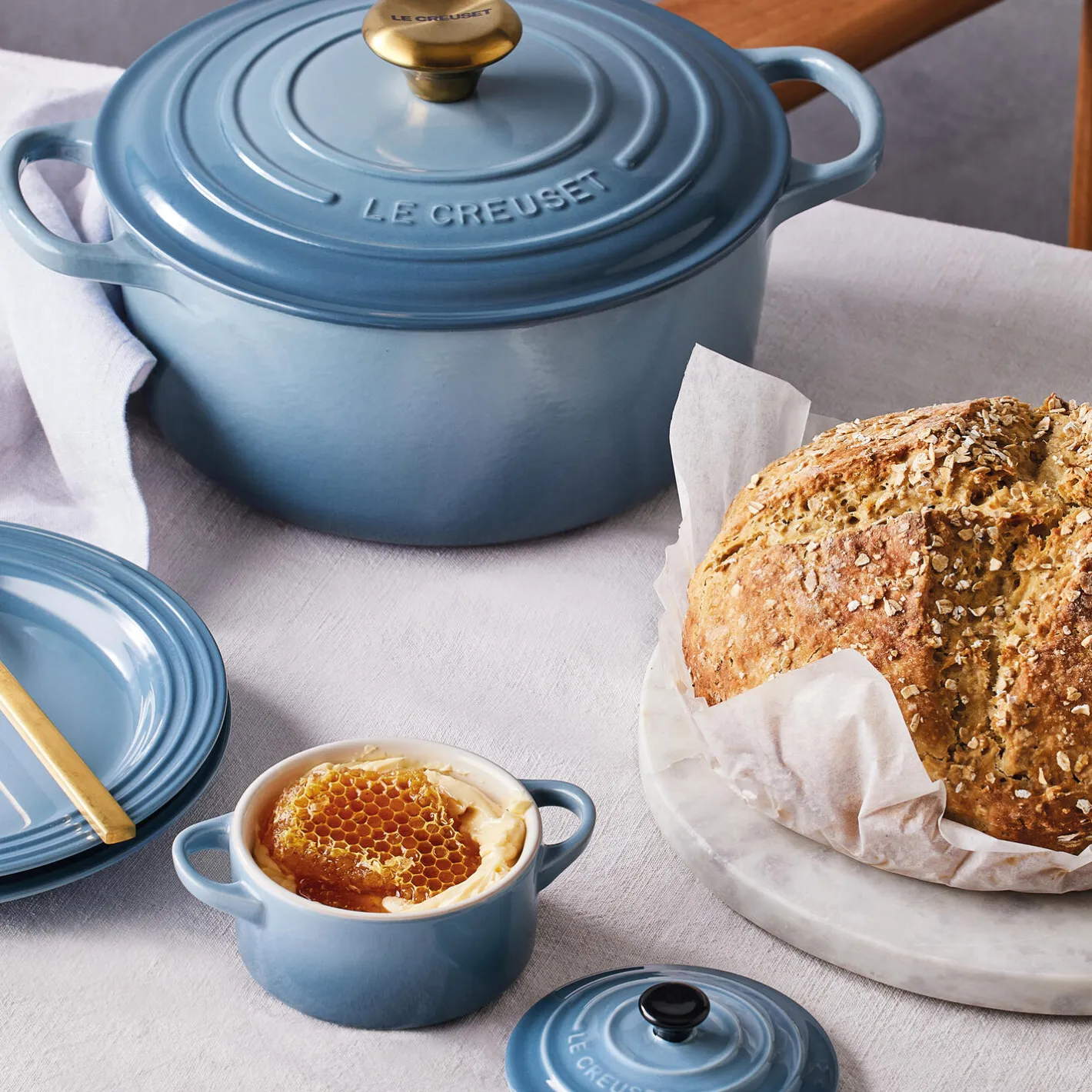 Discount Le Creuset Signature rund gryde Ø 24 cm, chambray