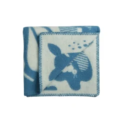 Røros Tweed SKOGBUNN Half Size Throw, blue/natural> Plaider