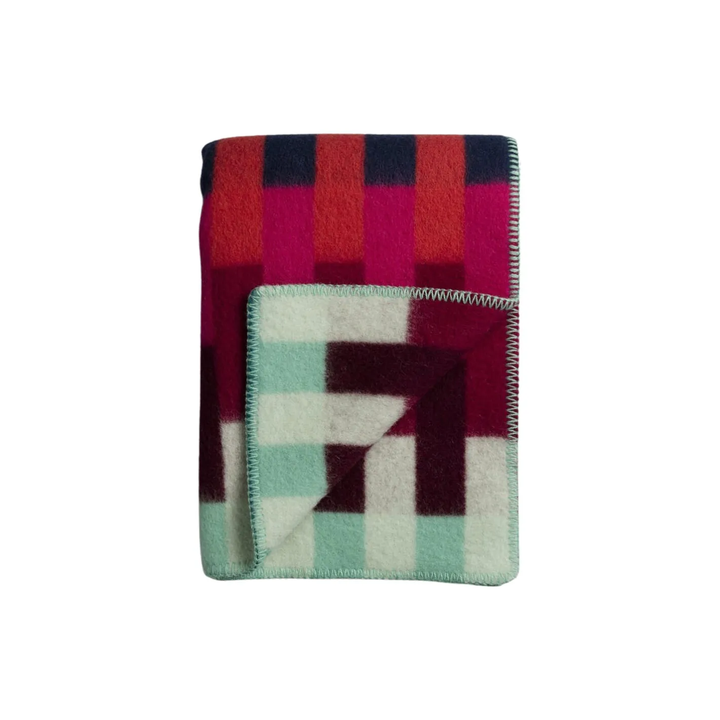 Discount Røros Tweed ÅSMUND BOLD Throw, red/turquoise