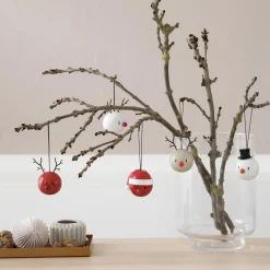Hoptimist Snowman Ornament 2 pcs, white> Pynt