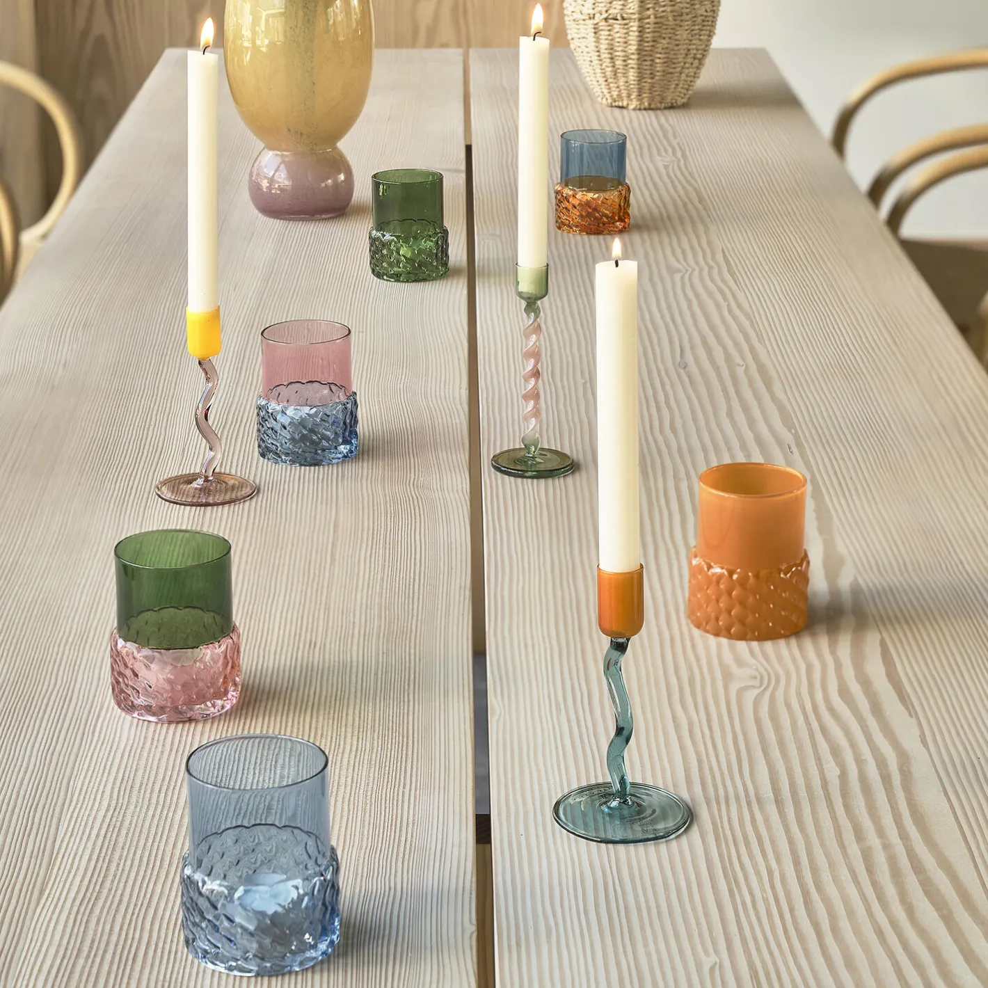 Villa Collection Styles Fyrfadsstage, grøn/rosa> Lysestager