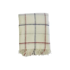 Klippan Yllefabrik Tartan plaid, off-white/red stripe> Plaider