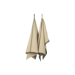 Sale EKTA Living Tea towel herringbone twill 2 stk., taupe/green