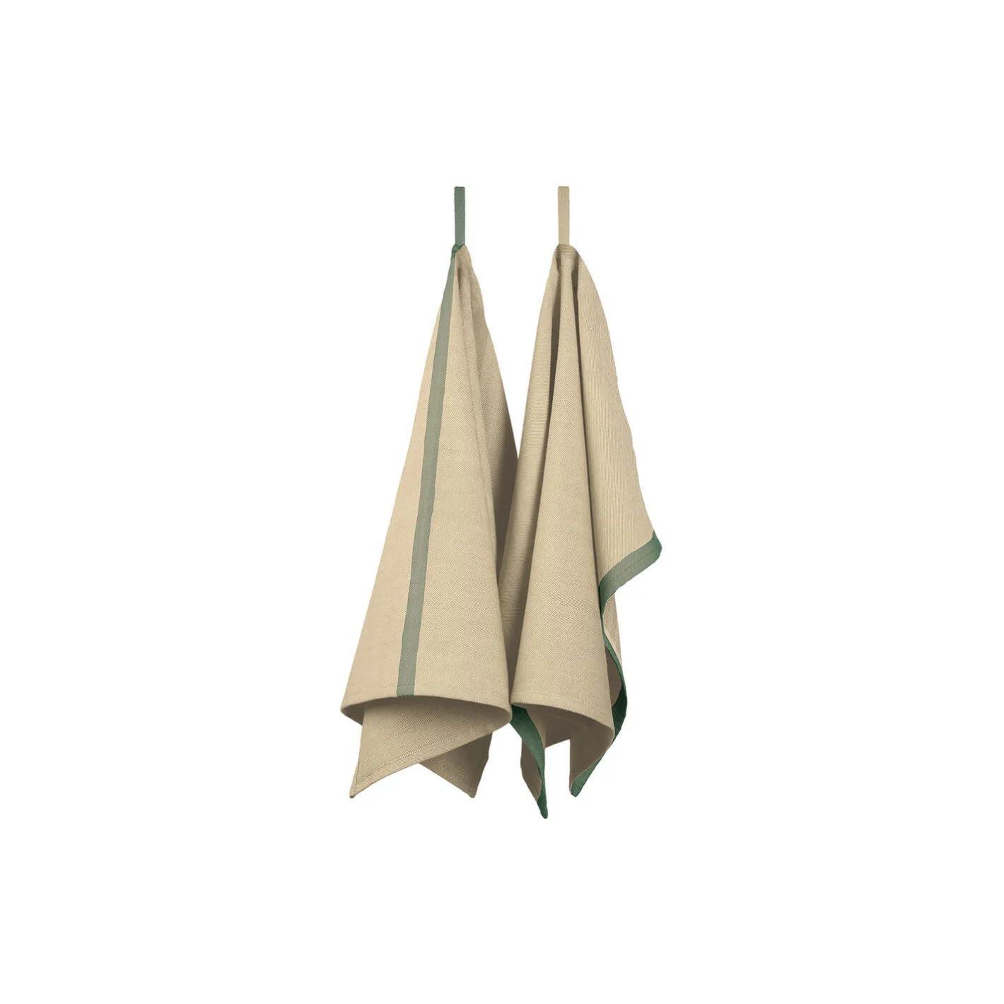 Sale EKTA Living Tea towel herringbone twill 2 stk., taupe/green