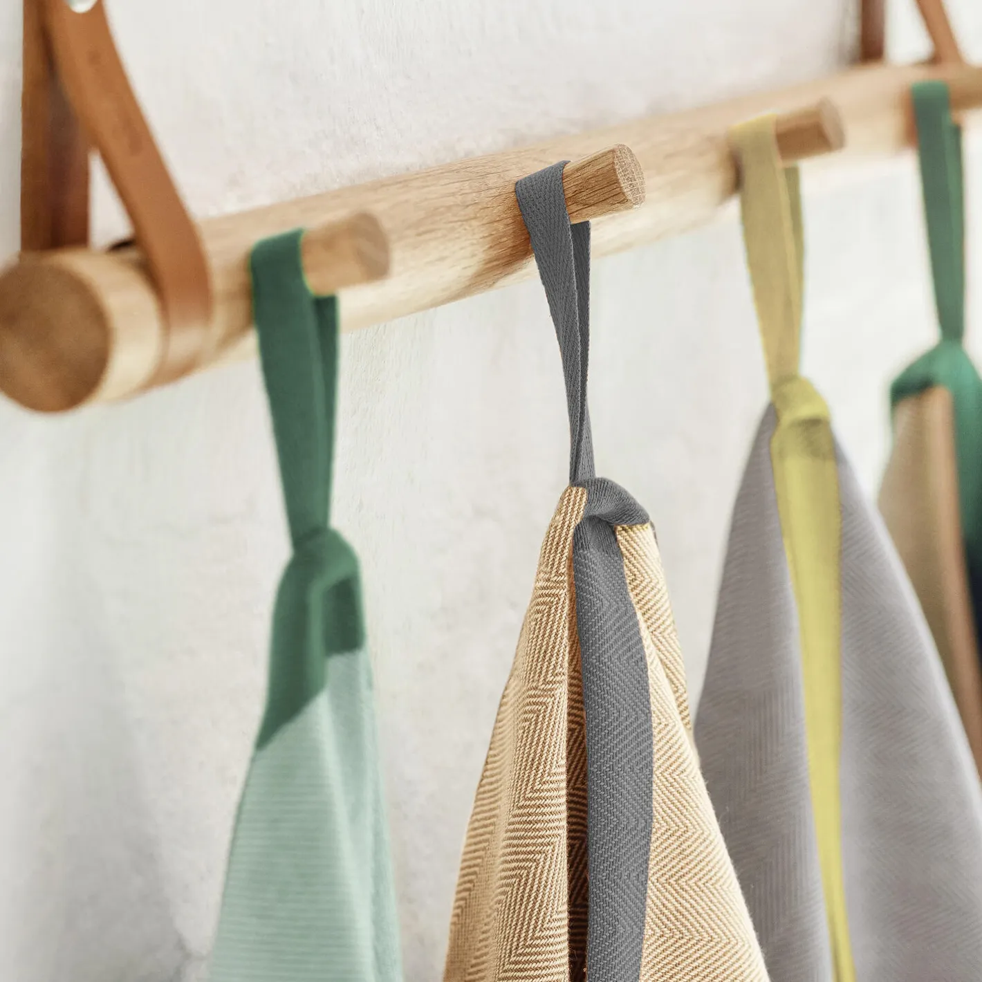 Sale EKTA Living Tea towel herringbone twill 2 stk., taupe/green