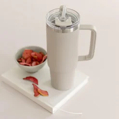 Clearance AYA&IDA Thermo Cup With Straw, cream beige
