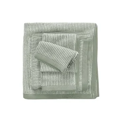 Marc O'Polo Timeless Tone Stripe håndklæde, green/off-white> Håndklæder