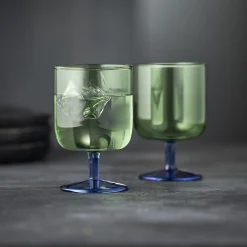 Lyngby Glas Torino vinglas 2 stk., grøn/blå> Glas