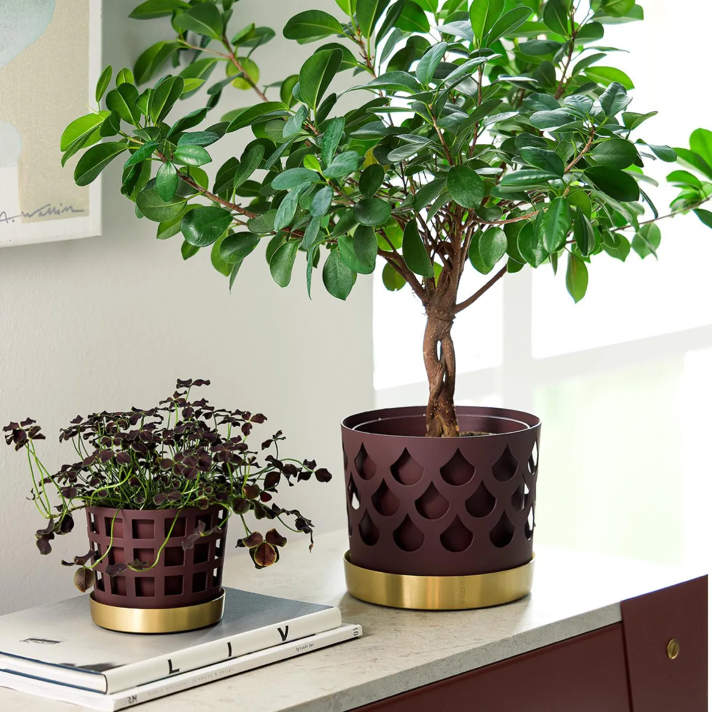 Discount Klong Trio Drop Flowerpot Medium dark red