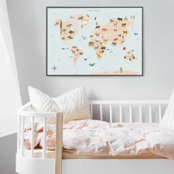 New ViSSEVASSE Verdenskort med dyr plakat