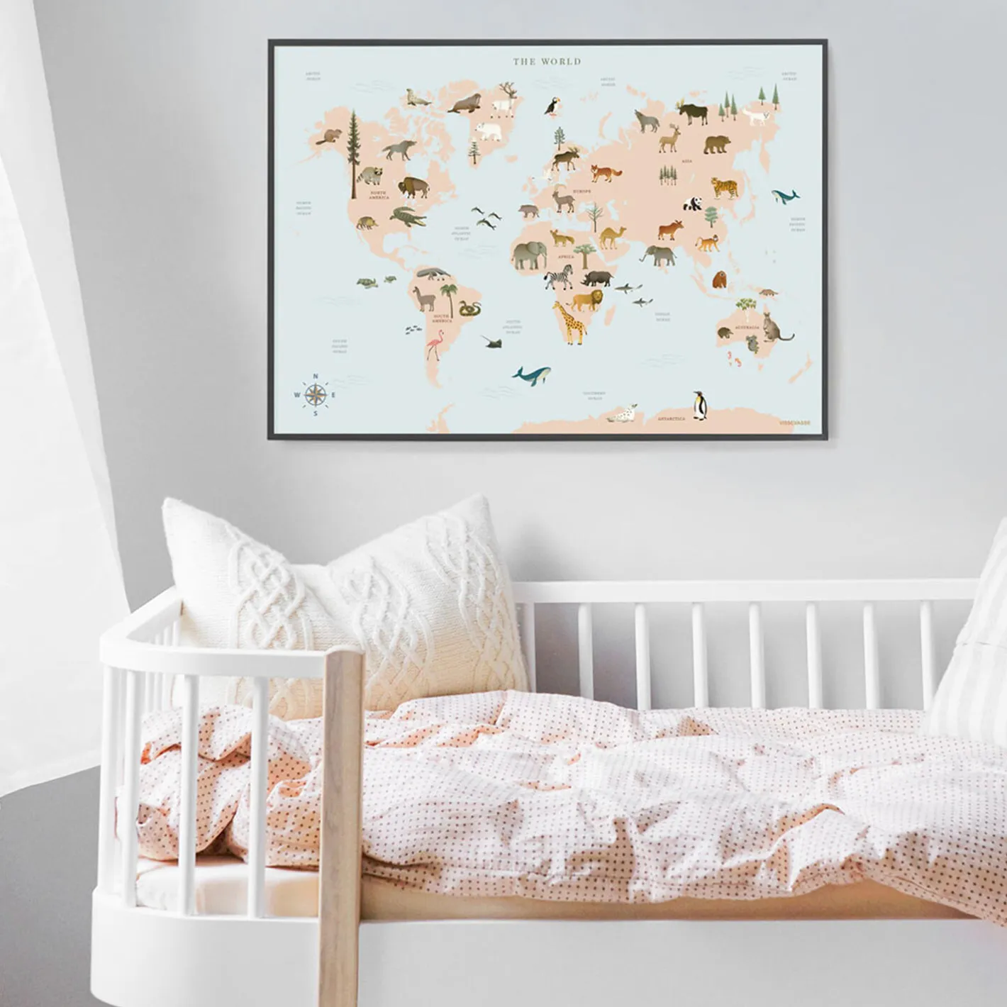 New ViSSEVASSE Verdenskort med dyr plakat