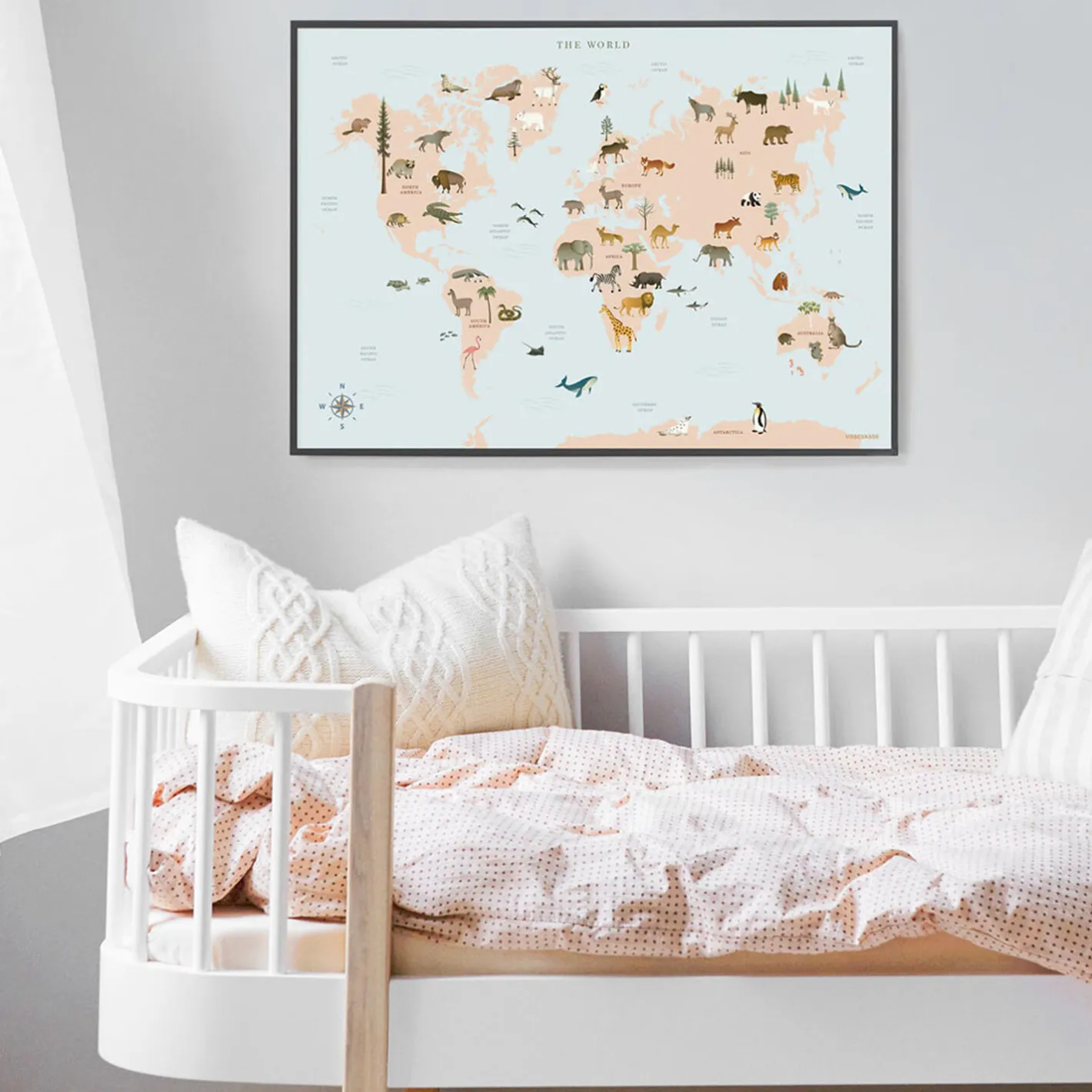 New ViSSEVASSE Verdenskort med dyr plakat