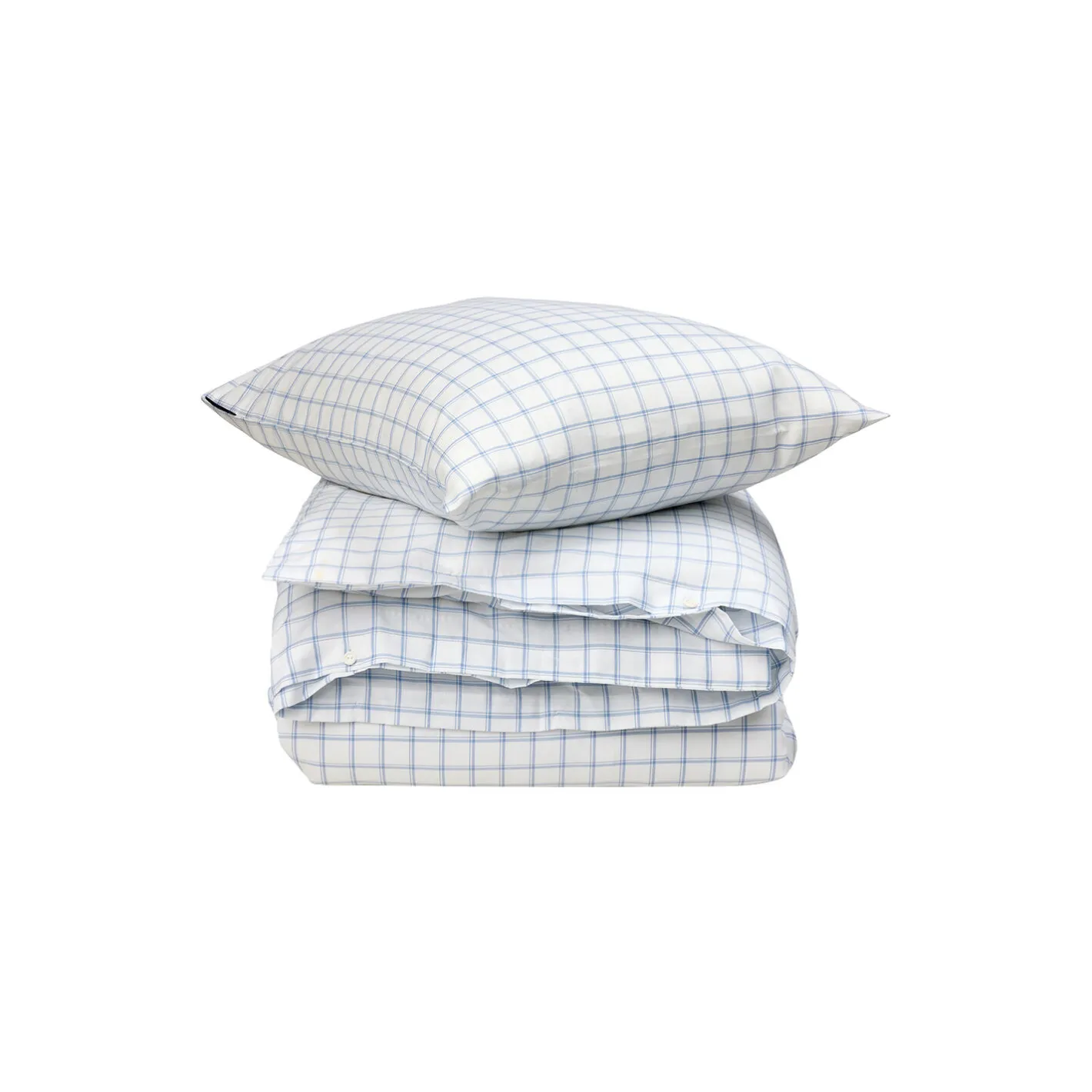 Best Lexington White/Blue Check Lyocell/Cotton Oxford Bed Set, white/blue