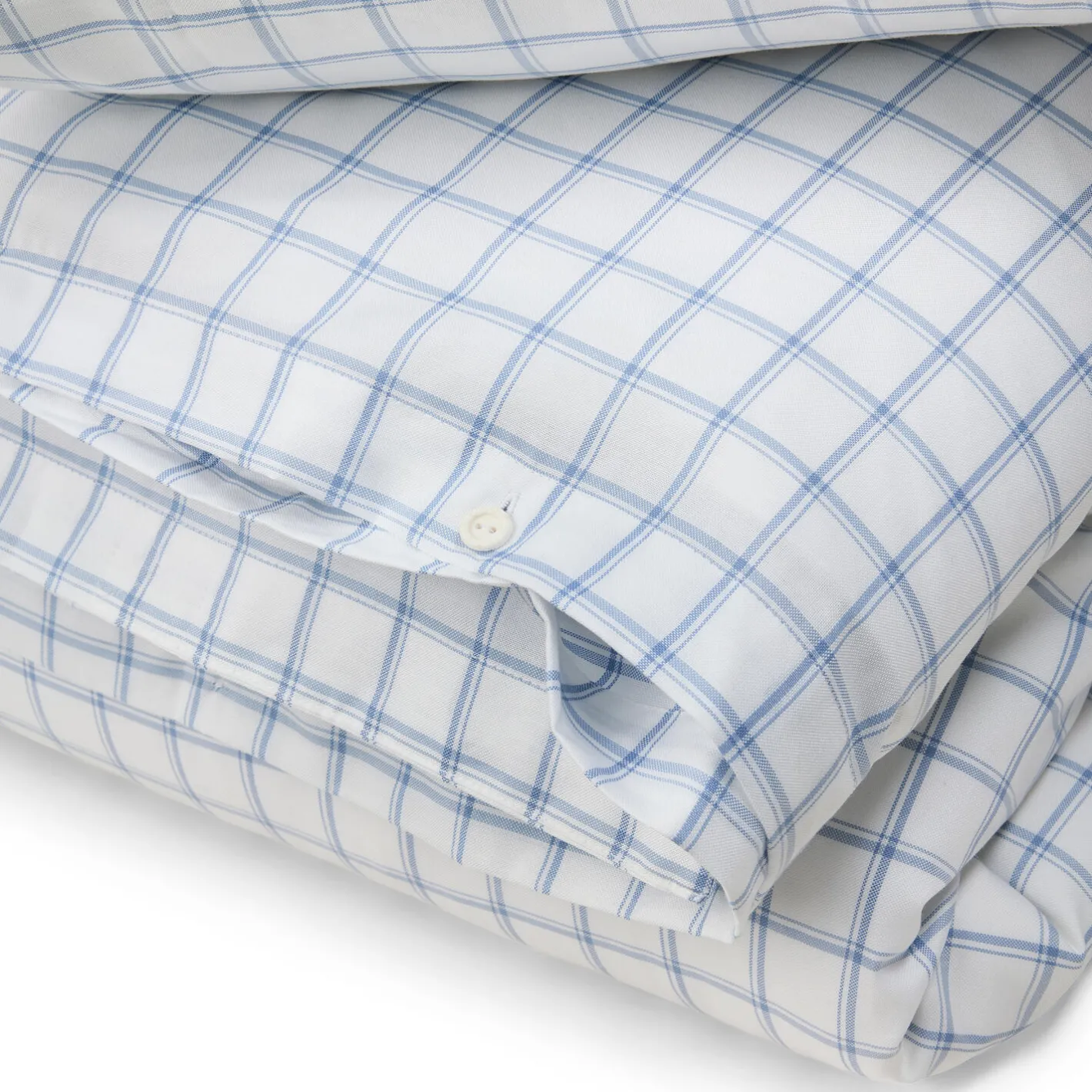 Best Lexington White/Blue Check Lyocell/Cotton Oxford Bed Set, white/blue