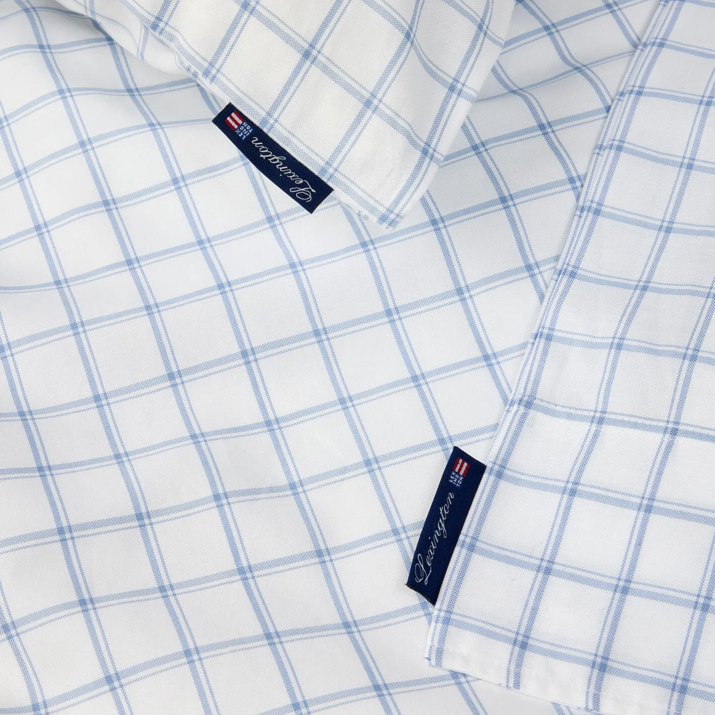 Best Lexington White/Blue Check Lyocell/Cotton Oxford Bed Set, white/blue