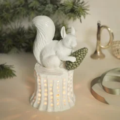 Dottir Nordic Design Winter Stories Squirrel on Tree Stumb fyrfadsstage> Lysestager